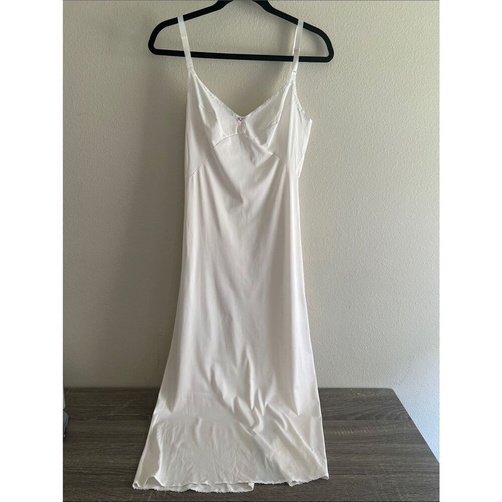 Vintage Olga Nylon Full Slip Dress Made in USA Minimalist Lingerie 32